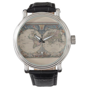 World Map Globe Reiseantik Armbanduhr