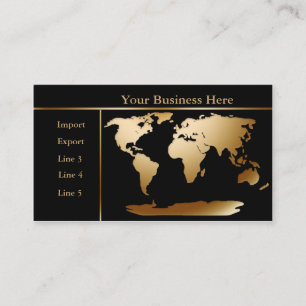 World Map Gold/Black Business Card 4 Visitenkarte