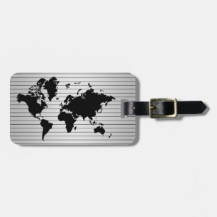 World Map Imitate Beruflich Black Metal Gepäckanhänger