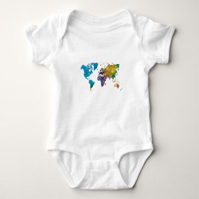 World map in watercolor baby strampler (Vorderseite)