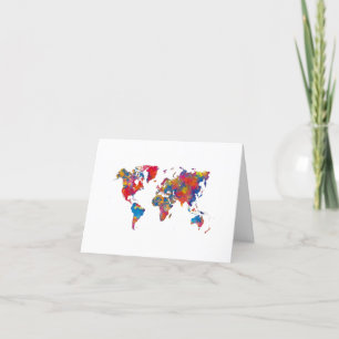 World map in watercolor dankeskarte