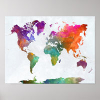 World Map In Watercolor
