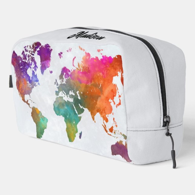 World Map In Watercolor Waschbeutel (Rechte Ecke)