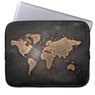 World map leather geographical brown laptopschutzhülle