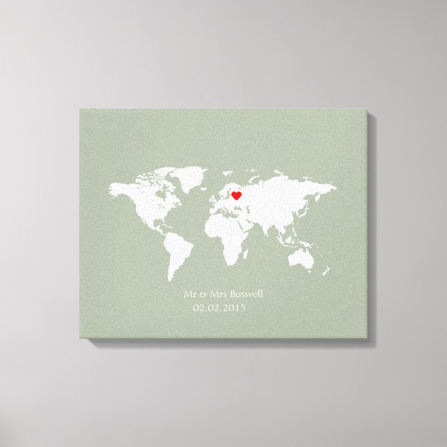 World Map Leinwand Hochzeitsgast wählen (Vorderseite)
