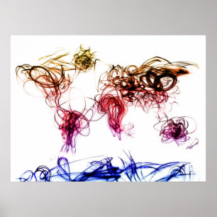 World Map Light Writing Poster