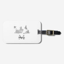 World Map Monogram Name Traver Custom Grau White