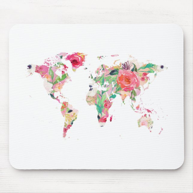 World Map Mouse Pad, rosa Mousepad (Vorne)