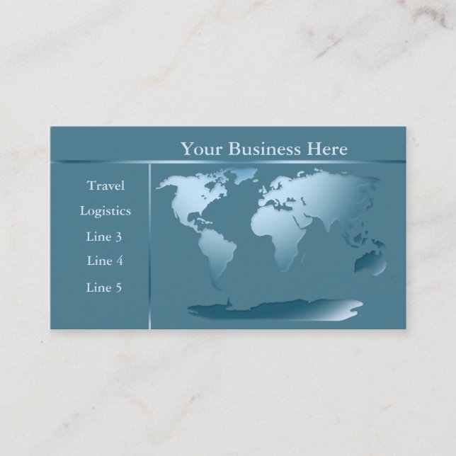 World Map Ocean Blue Business Card 2 Visitenkarte (Vorderseite)