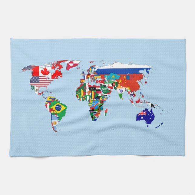 World Map of Flags Kitchen Towels Geschirrtuch (Horizontal)
