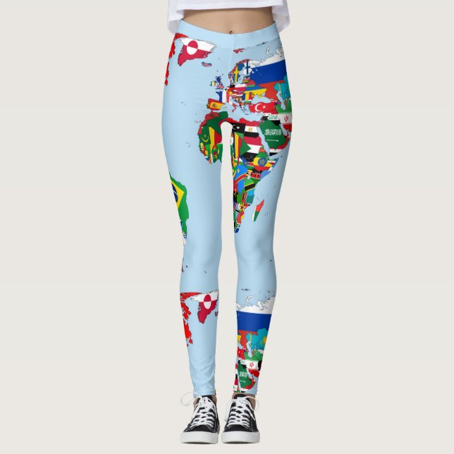 World Map of Flags Leggings (Vorderseite)