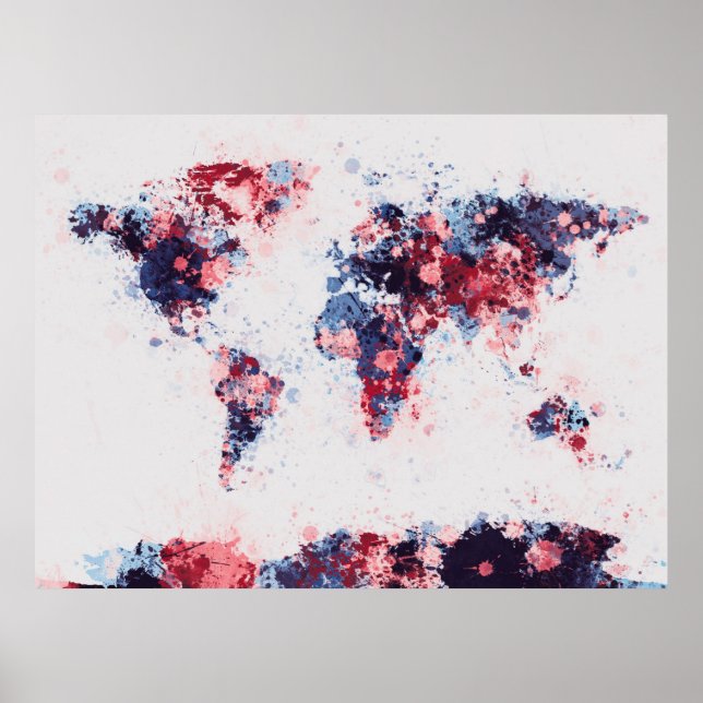 World Map Paint Splashes Poster (Vorne)