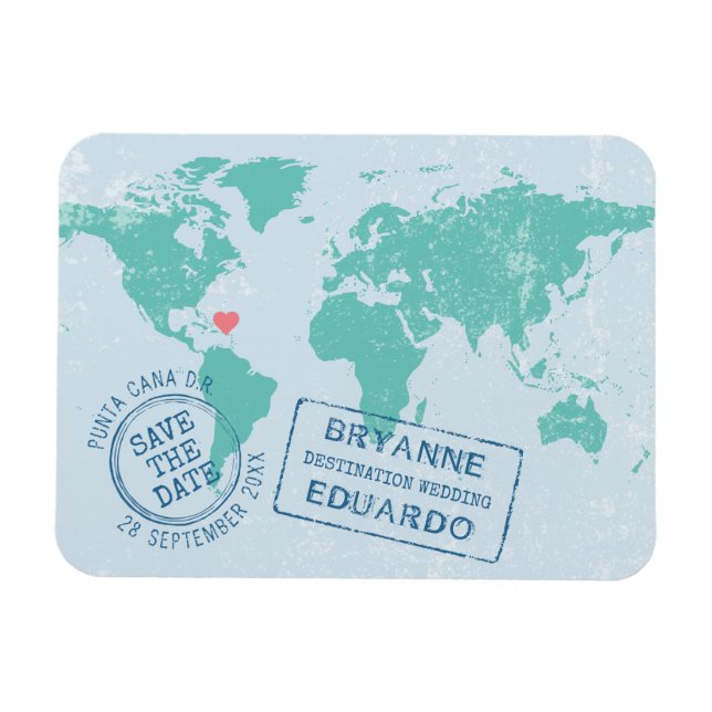 World Map Passport EDITABLE COLOR Magnet (Horizontal)