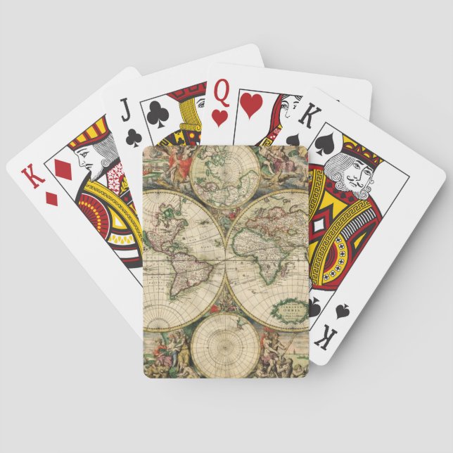 World Map Playing Cards, Standard Index Gesichter Spielkarten (Rückseite)