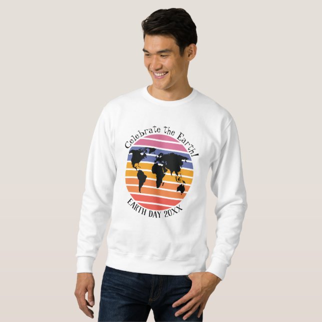 World Map Retro Sunset Silhouette Sweatshirt (Vorne ganz)