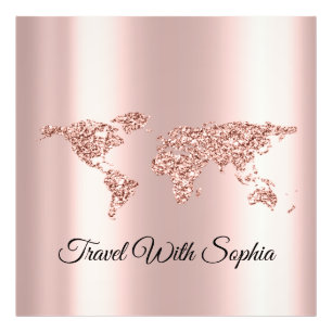 World Map Rose Travel Wedding Travel Logo Fotodruck