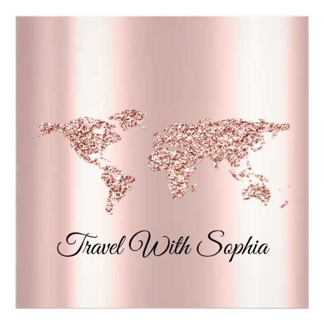 World Map Rose Travel Wedding Travel Logo Fotodruck (Vorne)