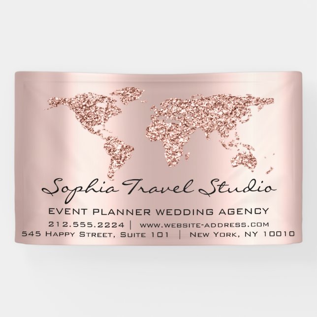 World Map Rosen Pink Earth Event Banner (Horizontal)