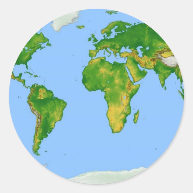 World Map Round Aufkleber (Vorderseite)