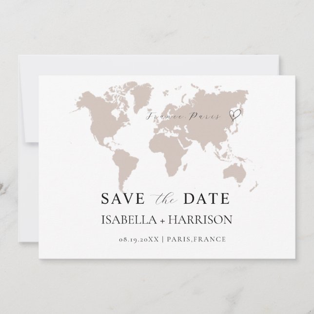 World Map Save the Date Template (Vorderseite)