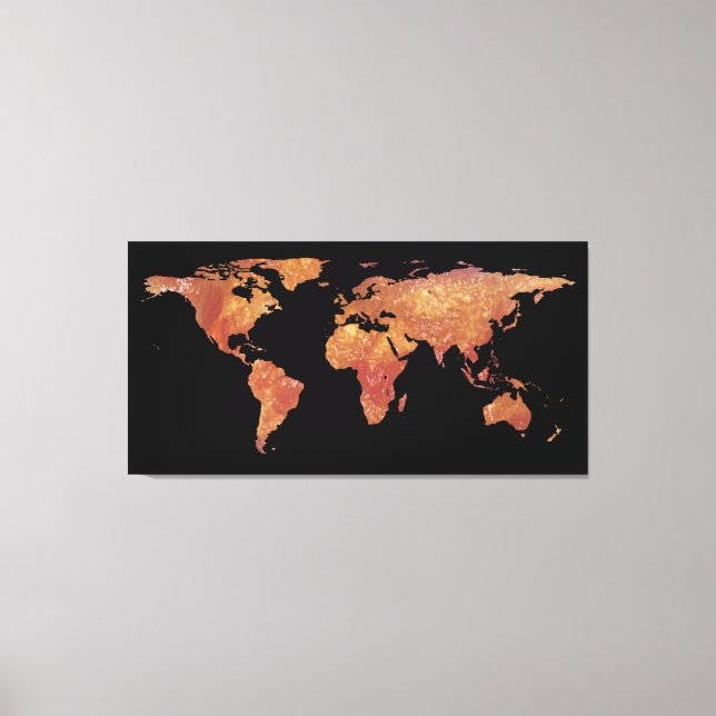World Map Silhouette - Crispy Bacon Leinwanddruck (Vorderseite)