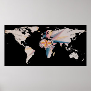 World Map Silhouette - Navigationskompass Poster