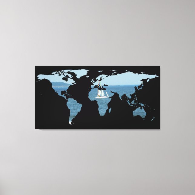 World Map Silhouette - Segeln Leinwanddruck (Vorderseite)