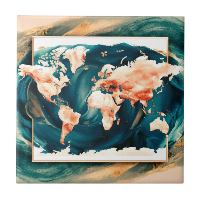World Map Tile Fliese (Vorderseite)