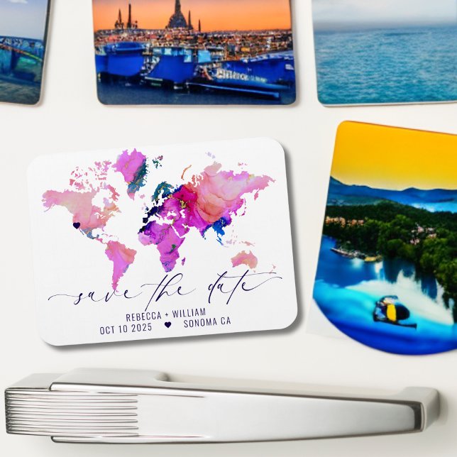 World Map Travel Hochzeit in Urlaubsort Save the D Magnet (Von Creator hochgeladen)