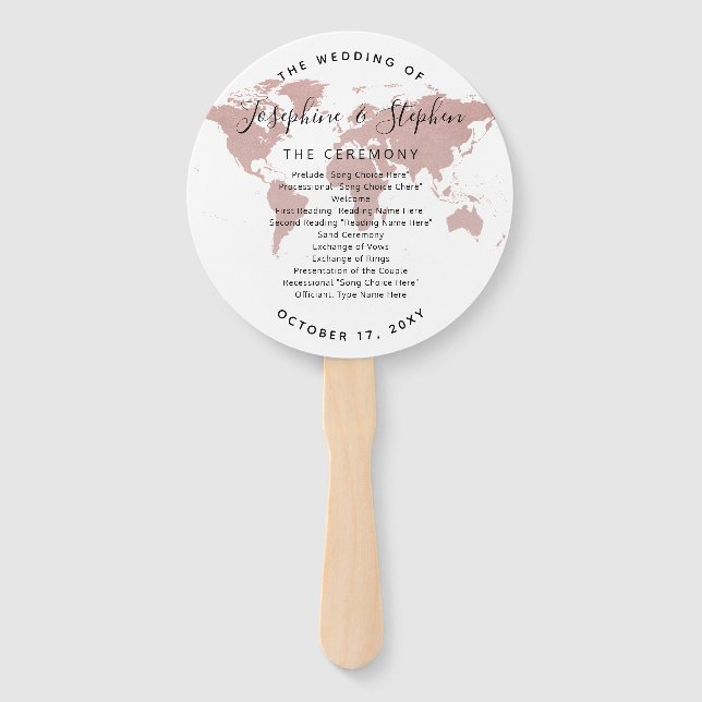 World Map Travel Theme Globe Wedding Program Fächer (Vorderseite)