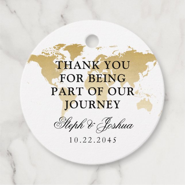 World Map Travel Theme Wedding Party Danke Geschenkanhänger (Vorderseite)