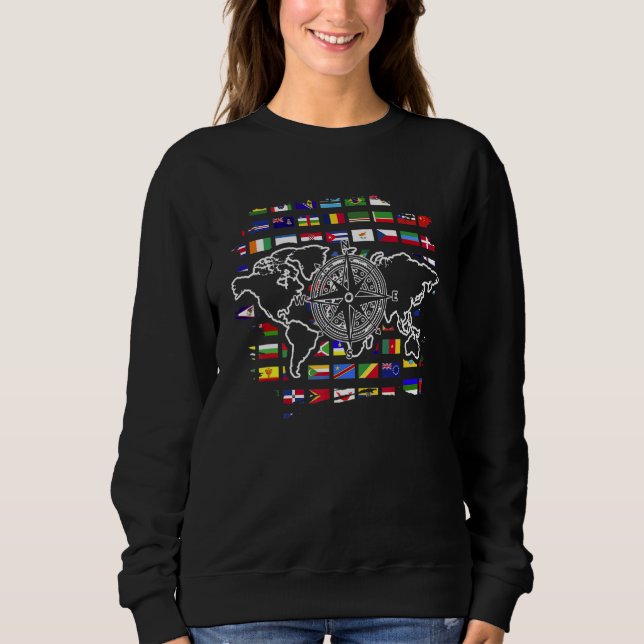 World Map Traveller International Country Flags We Sweatshirt (Vorderseite)