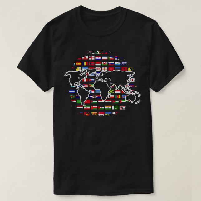 World Map Traveller International World Fla T-Shirt (Design vorne)