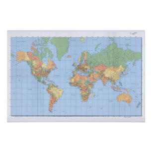 World Maps, gedrucktes Map Poster