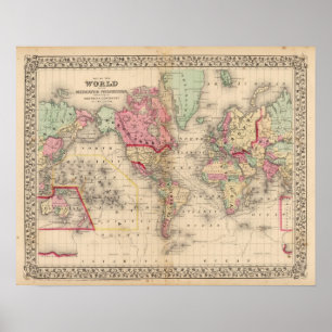 World Mercator proj Karte von Mitchell Poster