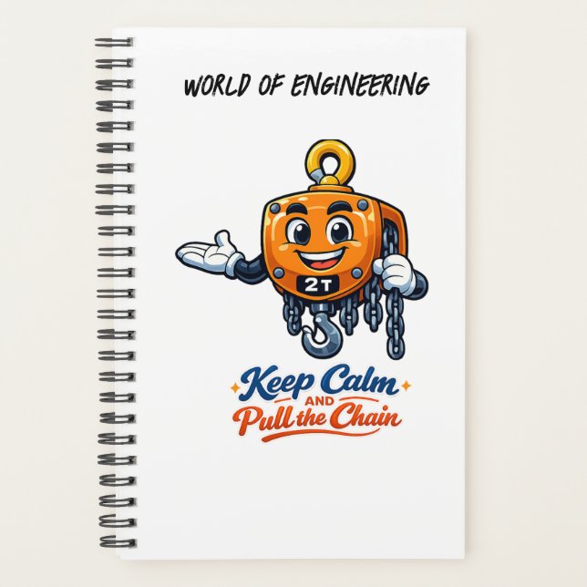 World of Engineering Keep Calm Ziehketten-Notizbuc Planer (Vorderseite)