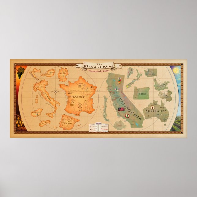 World of Wine Map Poster Print (Vorne)