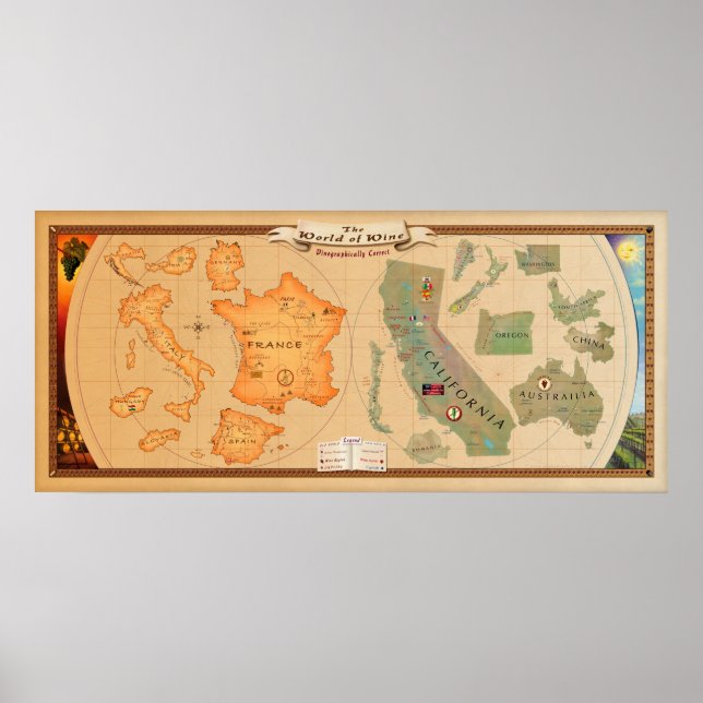 World of Wine Map Poster Print in verschiedenen Gr (Vorne)