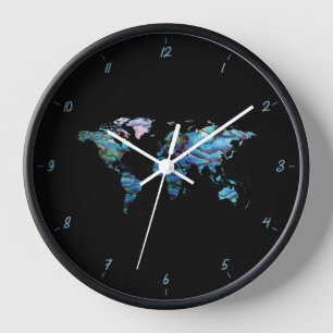 WORLD PAUA SQUARE WALL CLOCK UHR