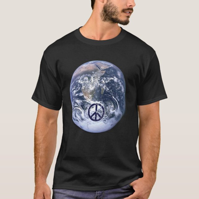 World Peace Earth Peace Symbol Design T-Shirt (Vorderseite)