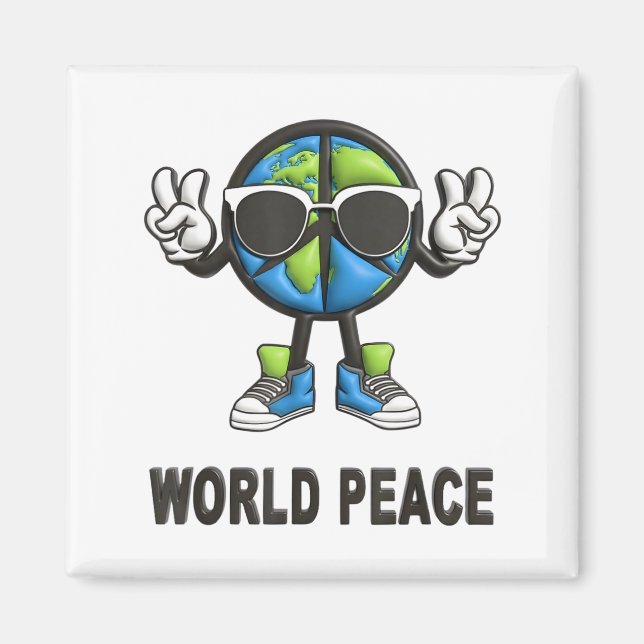 World Peace On Earth Shirt Global Love Peace Sign  Magnet (Vorne)