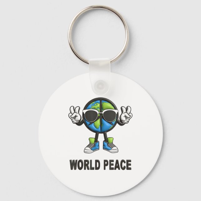 World Peace On Earth Shirt Global Love Peace Sign  Schlüsselanhänger (Vorderseite)