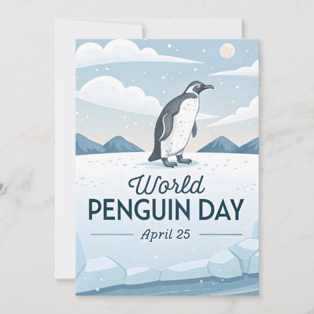 World Penguin Day Winter Nature Illustration Karte (Vorderseite)