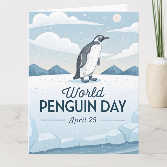 World Penguin Day Winter Nature Illustration Karte (Vorderseite)