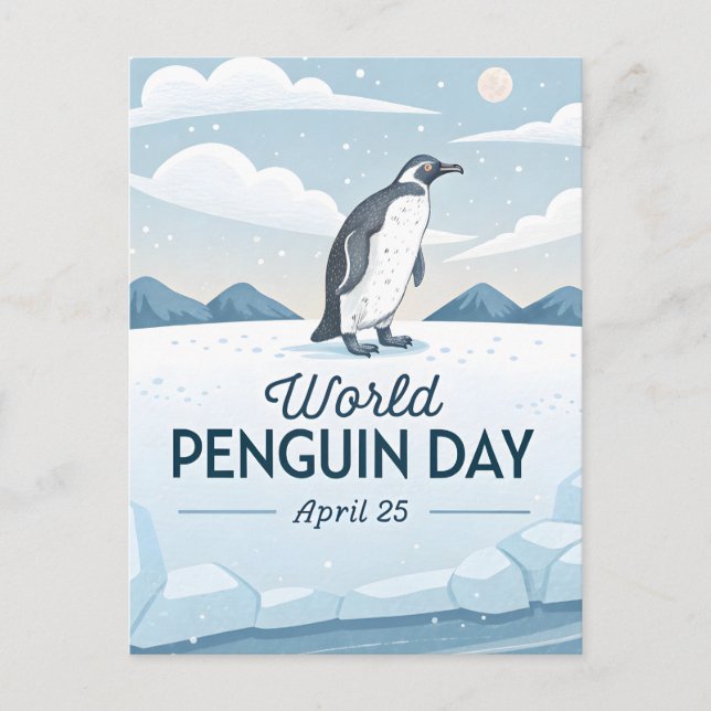 World Penguin Day Winter Nature Illustration Postkarte (Vorderseite)