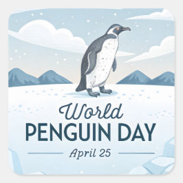 World Penguin Day Winter Nature Illustration Quadratischer Aufkleber