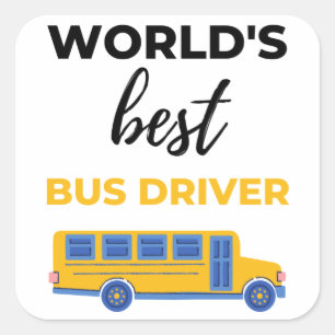 World’s Best Bus Driver bl Quadratischer Aufkleber