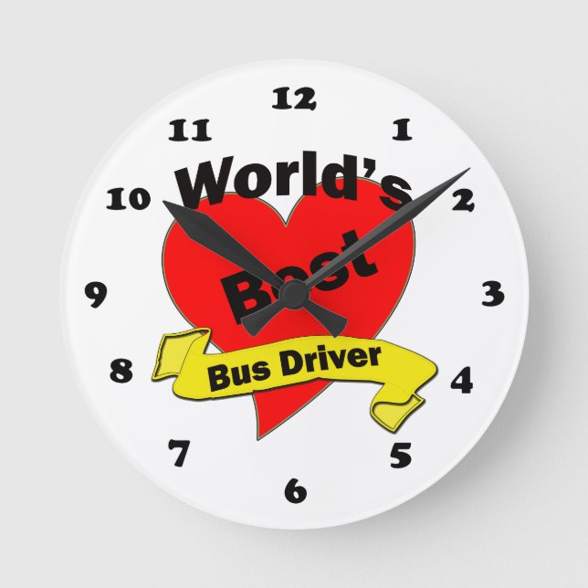 World’s Best Bus Driver Runde Wanduhr (Vorderseite)