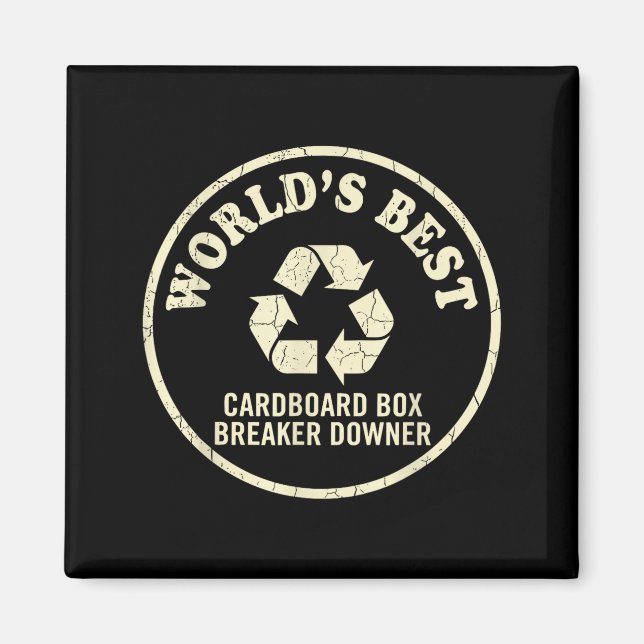 World’s Cardboard Box Breaker Funny Recycling Hero Magnet (Vorne)