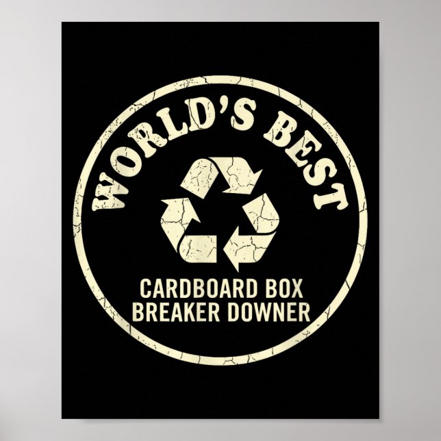 World’s Cardboard Box Breaker Funny Recycling Hero Poster (Vorne)